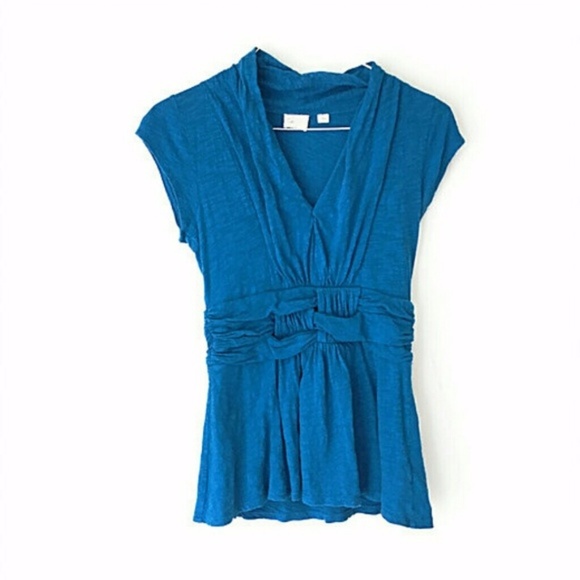 Anthropologie Tops - Anthropologie "Postmark" Ruched Cap Sleeve Top